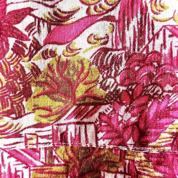 5/$55 Joie 3-Pocket Linen/Rayon Blend, Red Greem Cream Tropical Print Shorts, XL - Picture 3 of 6